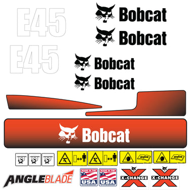 FITS E45 BOBCAT EXCAVATOR REPLACEMENT DECALS STICKER - OUTDOOR DURABLE LAMINATED